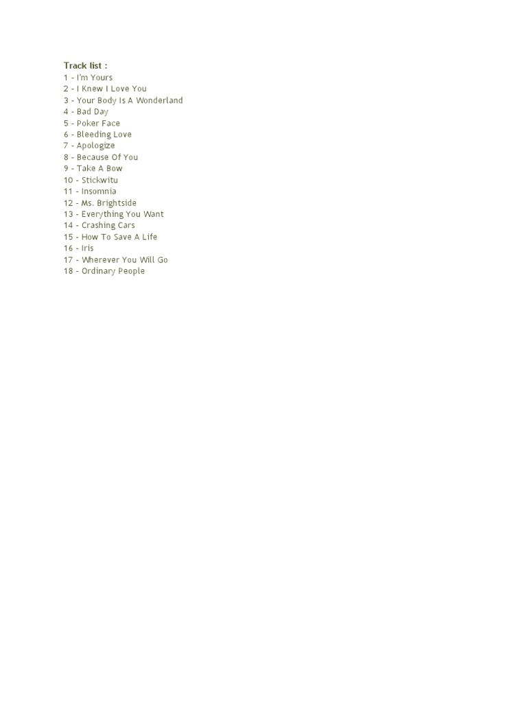 Track List2 | PDF