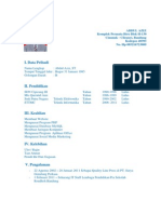 I. Data Pribadi: Abdul Aziz Komplek Permata Biru Blok H-130 Cinunuk - Cileunyi, Bandung Kodepos 40393 No. HP 085216723089