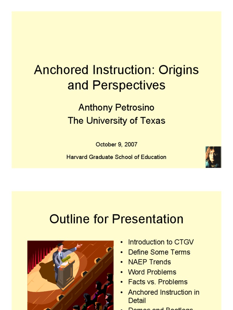 Anchored Instruction: Origins and Perspectives | PDF | Memory | Recall ...