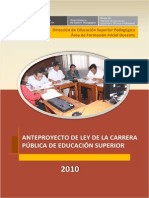 Anteproyecto de La Carrera Publica de Educacion Superior (2010)