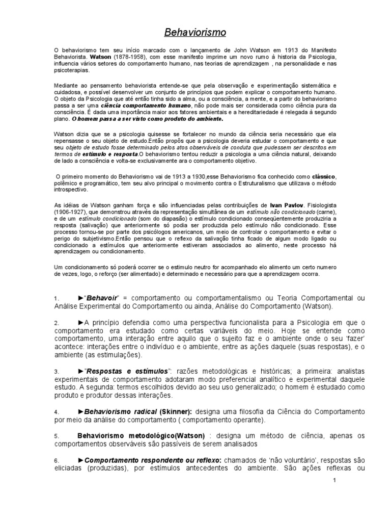 Questões de Interpretação Textual, PDF, Behaviorismo