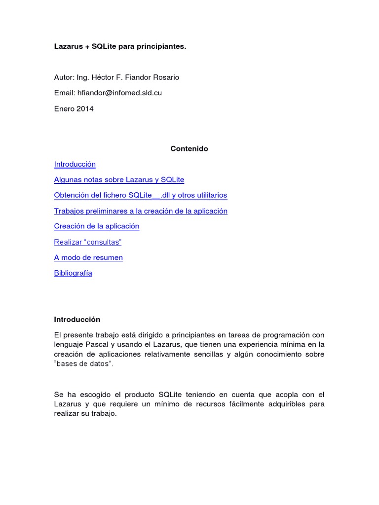 Ejemplo de Lazarus con SQLite | PDF | Bases de datos | Gestión de ...