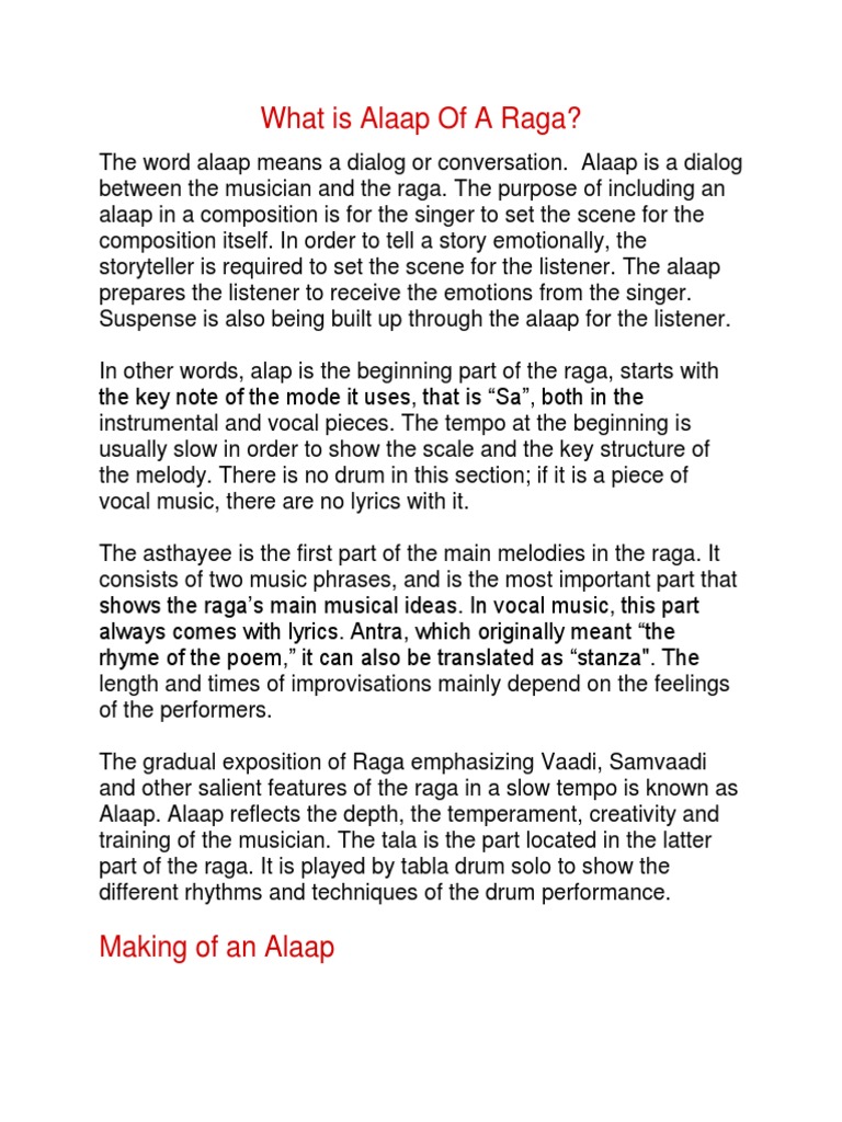 Understanding Alaap in Raga Music | PDF | Musical Compositions ...