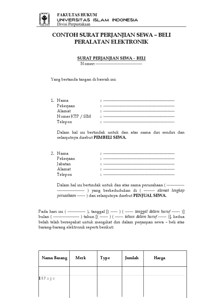 Surat Niaga Jual Beli Barang Elektronik