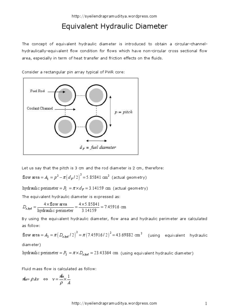 Equivalent Hydraulic Diameter Area Fluid Mechanics
