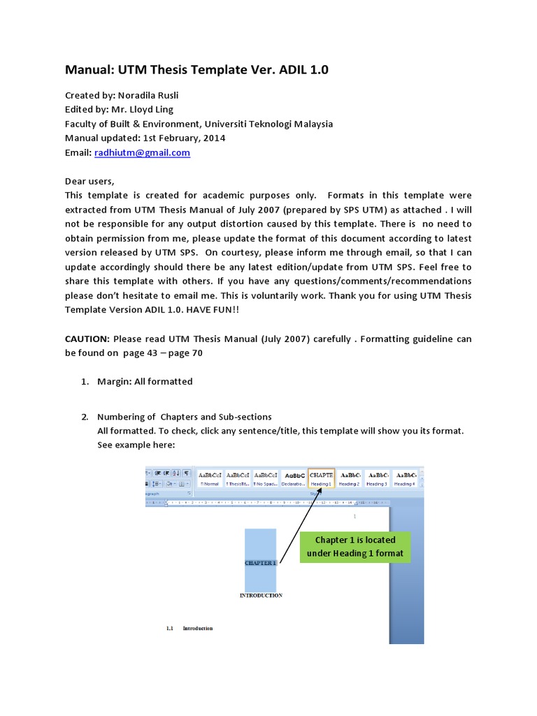 Utm Thesis Format - Thesis Title Ideas for College