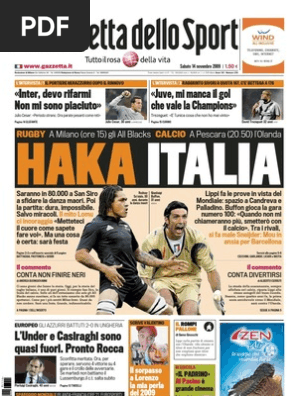 Gazzetta Dello Sport 1er Novembre 2006 - Totti, Cruz, Milan - Journal Vintage