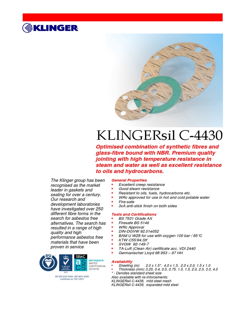 Klingersil C4430 Data Chemistry Manmade Materials