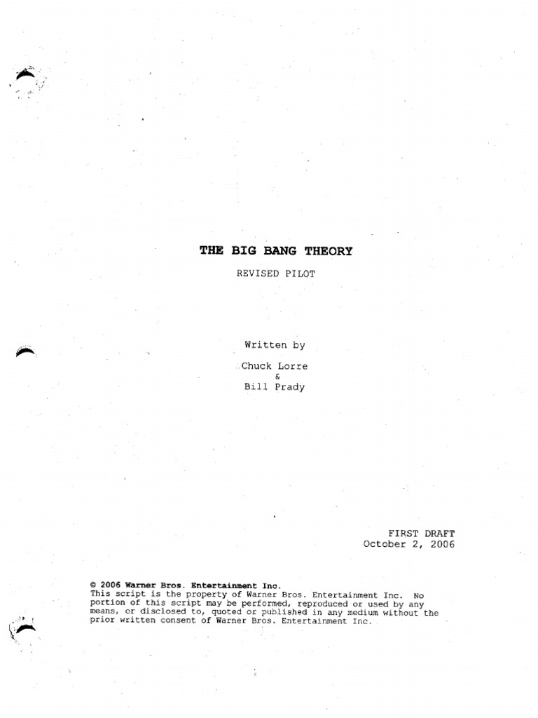Pilot Script - Big Bang Theory | Television Series | American