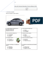 Evaluación Diagnóstica de Ciencias Naturales Tercero Básico 2013