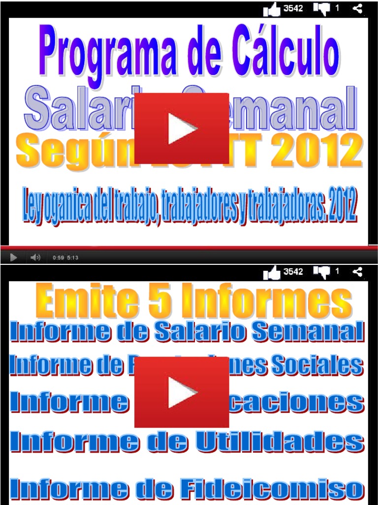 Programa C lculo De Salario Semanal LOTTT PDF
