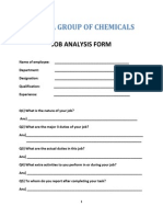 Auriga Group of Chemicals: Job Analysis Form