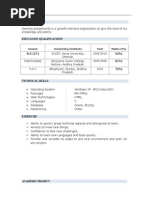 Objective: Course University/Institute Year Marks (%)