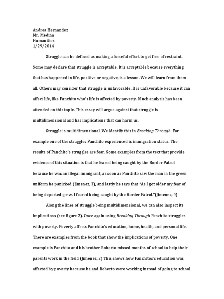 narrative essay about struggle