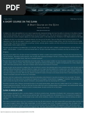 A Short Course On The Djinn Vengeful Djinn Jinn Deities