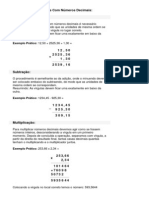 Operações Matemáticas Com Números Decimais