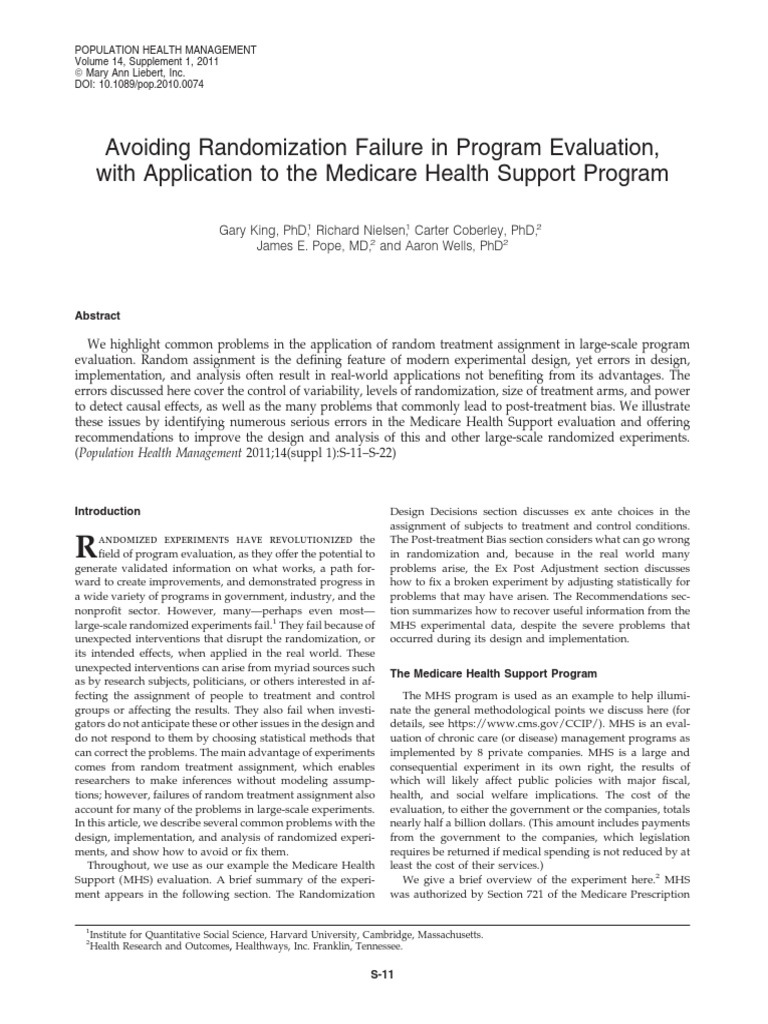 Avoiding Randomization Failures in Evaluation | PDF | Bias Of An ...
