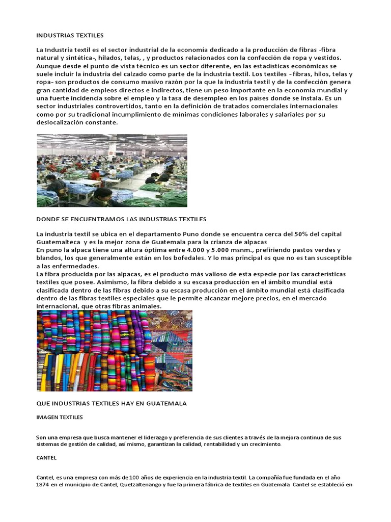 Industrias Textiles | PDF | Industria textil | Industrias