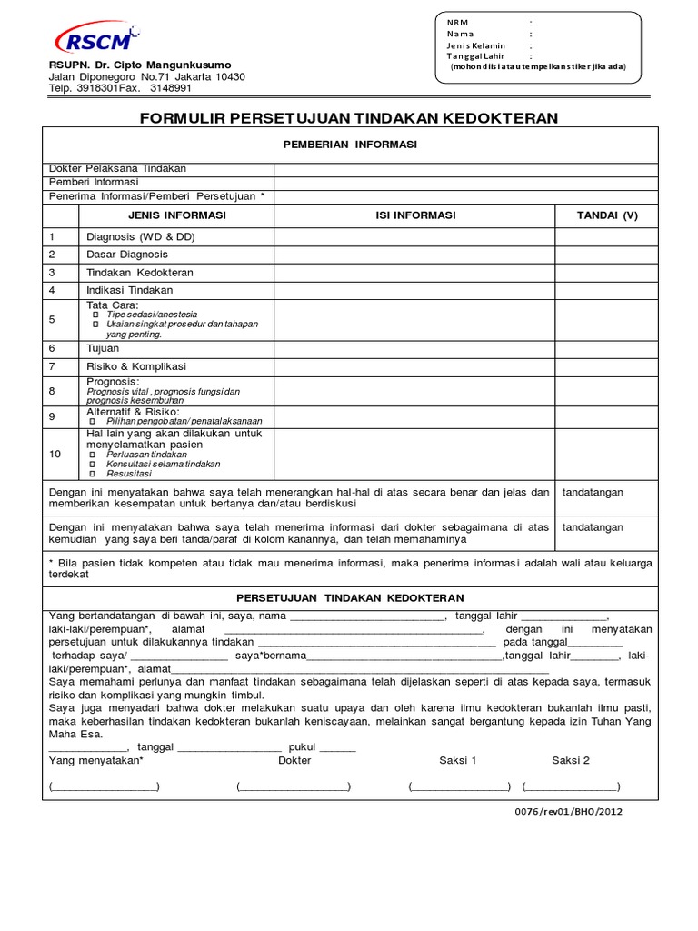 Contoh Formulir Informed Consent Bidan - Surpriz Menu