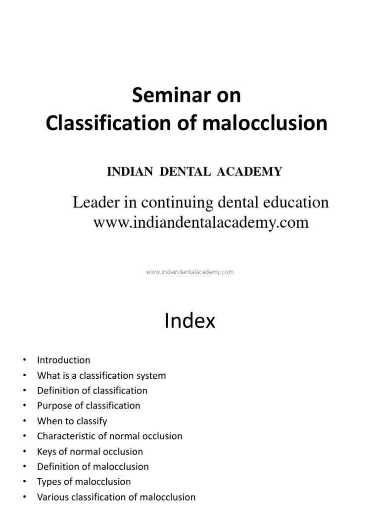 Overview of Malocclusion Classifications | PDF | Mouth | Face