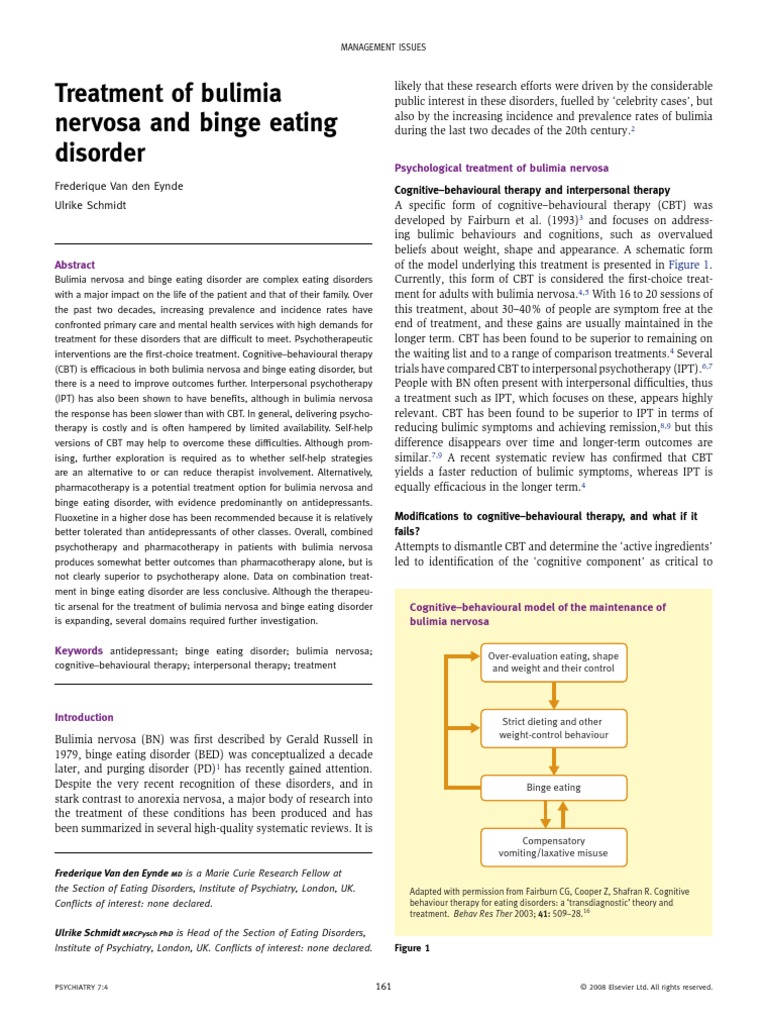 Treatment of Bulimia and Binge Eating Disorder | PDF | Cognitive ...