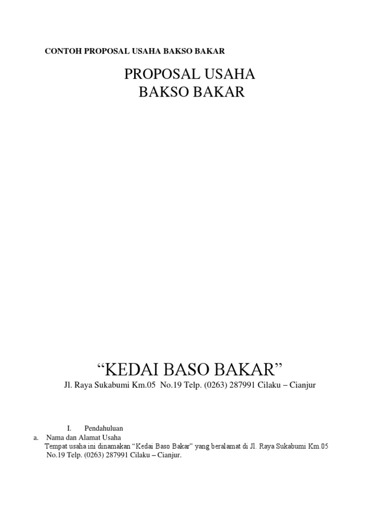 Contoh Proposal Usaha Bakso Bakar