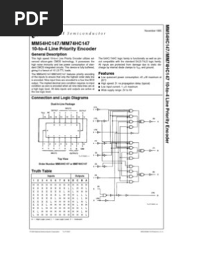 74147 Priority Encoder Datasheet | PDF | Cmos | Digital Technology