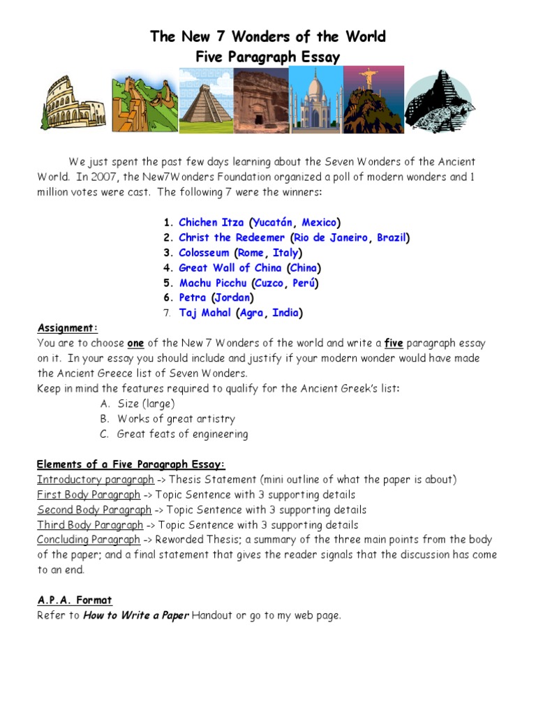 new seven wonders of the world english essay