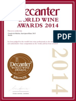 Castelo de Medina Sauvignon Blanc 2013: Medalla de Bronce en Los Decanter Worlwide Awards 2014 / Bronze Medal in The DWWA 2014