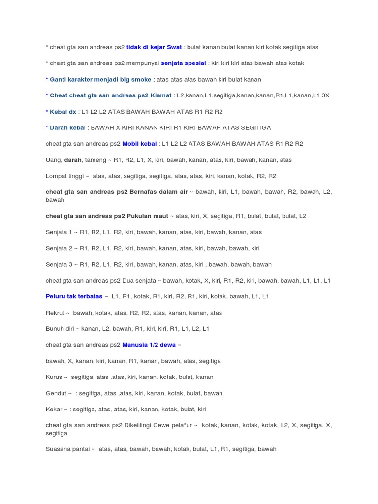 Cheat Gta San Andreas Ps2 Pdf