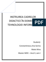 Instruirea Cadrelor Didactice În Domeniul Tehnologiei Informației