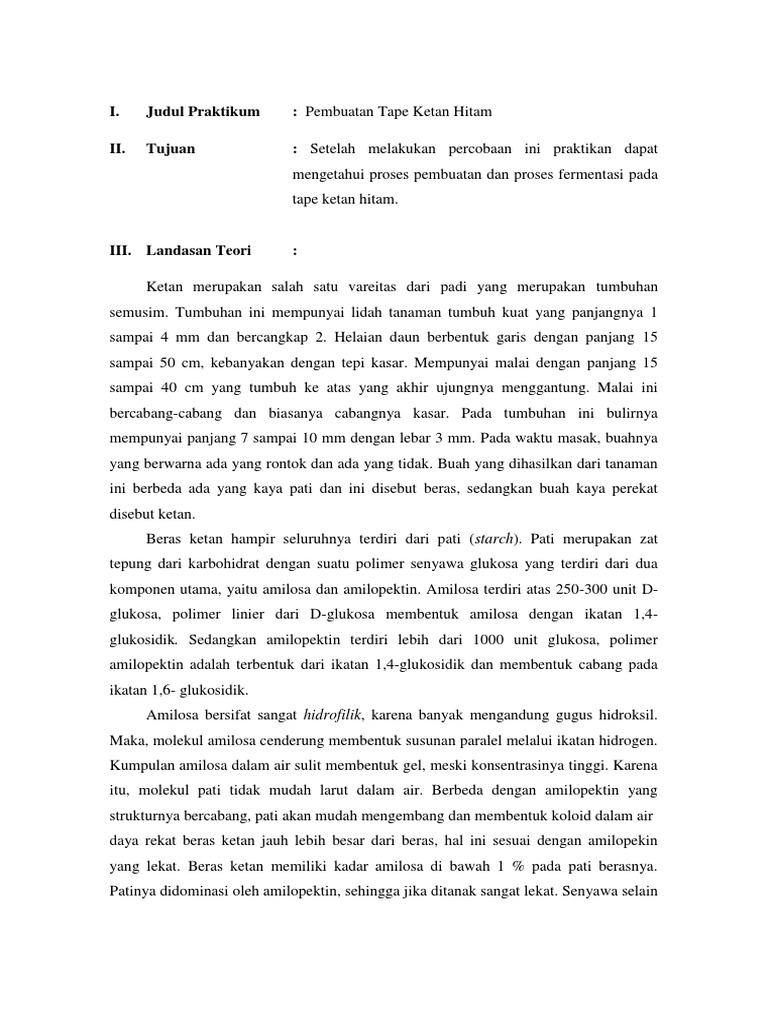 Laporan Pembuatan Tape Ketan Pdf Guru Galeri