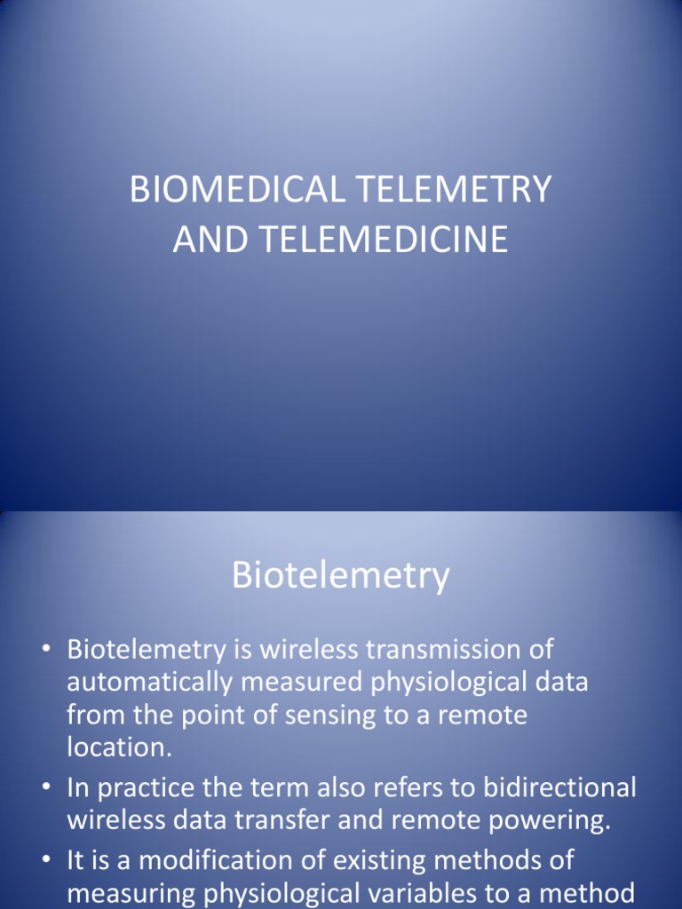 Biomedical Telemetry and Telemedicine | PDF | Telemedicine | Monitoring ...