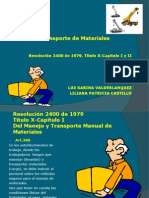 Diapositiva Exposicion Resolucion 2400 Manejo y Transporte de Materiales
