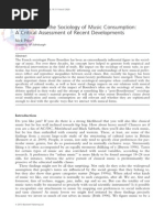 Prior N 2013 Bourdieu and The Sociology of Music Consumption - A Critical Assessment of Recent Developments Sociology Compass Volume 7 Issue 3