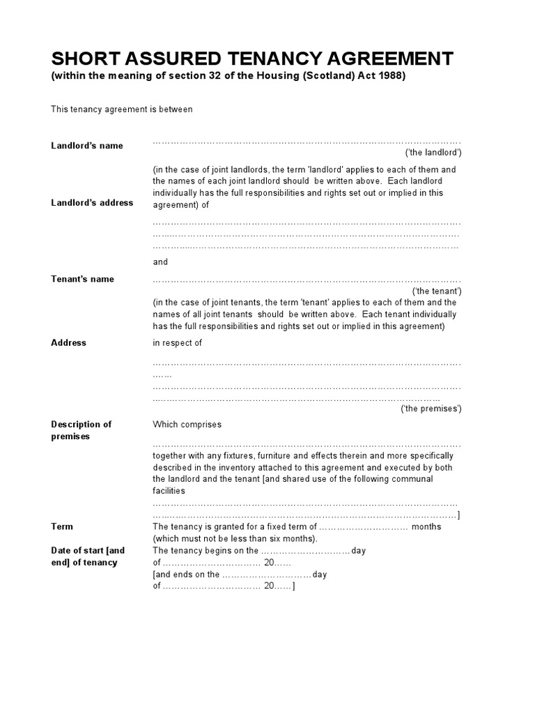 assured-shorthold-tenancy-agreement-scotland-leasehold-estate