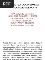 Sejarah Bahasa Indonesia