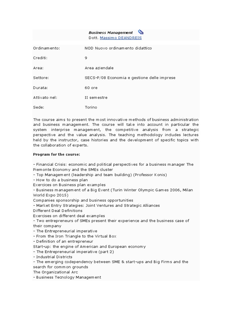 Program - Business Management | PDF