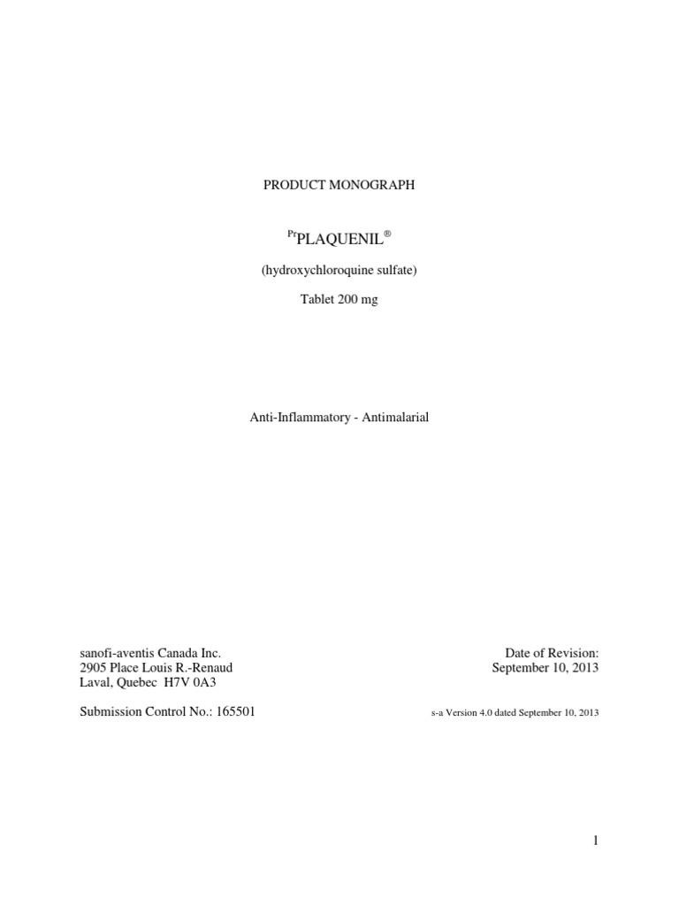 Plaquenil SPC PDF Systemic Lupus Erythematosus Malaria