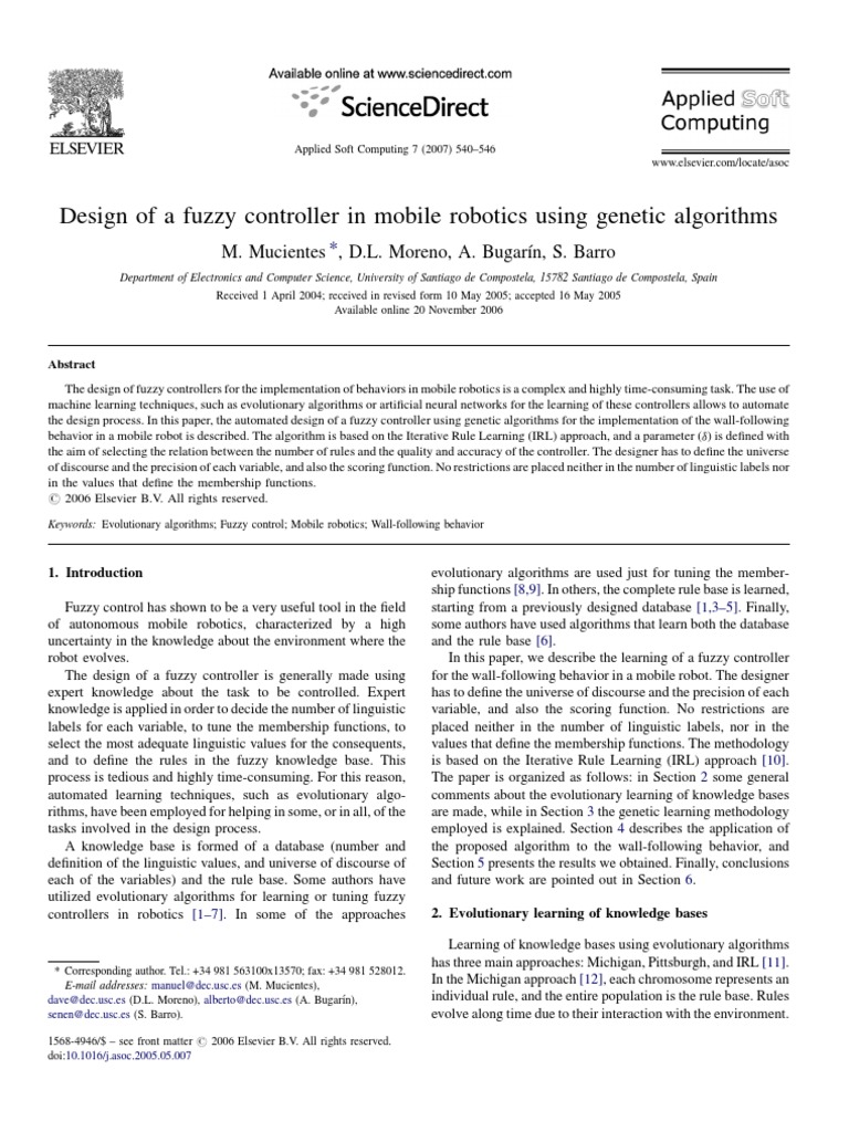 01 Design of A Fuzzy Controller in Mobile Robotics Using Genetic ...