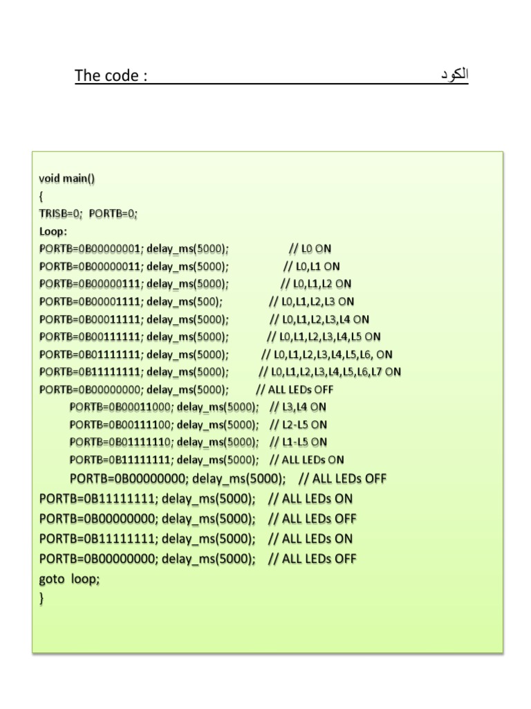 LED Control Code for Microcontrollers | PDF