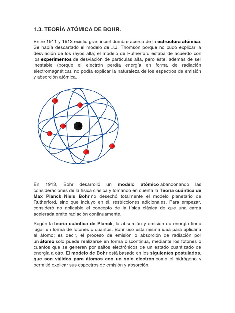 1.3. Teoría Atómica de Bohr. Electrón Átomos Free 30