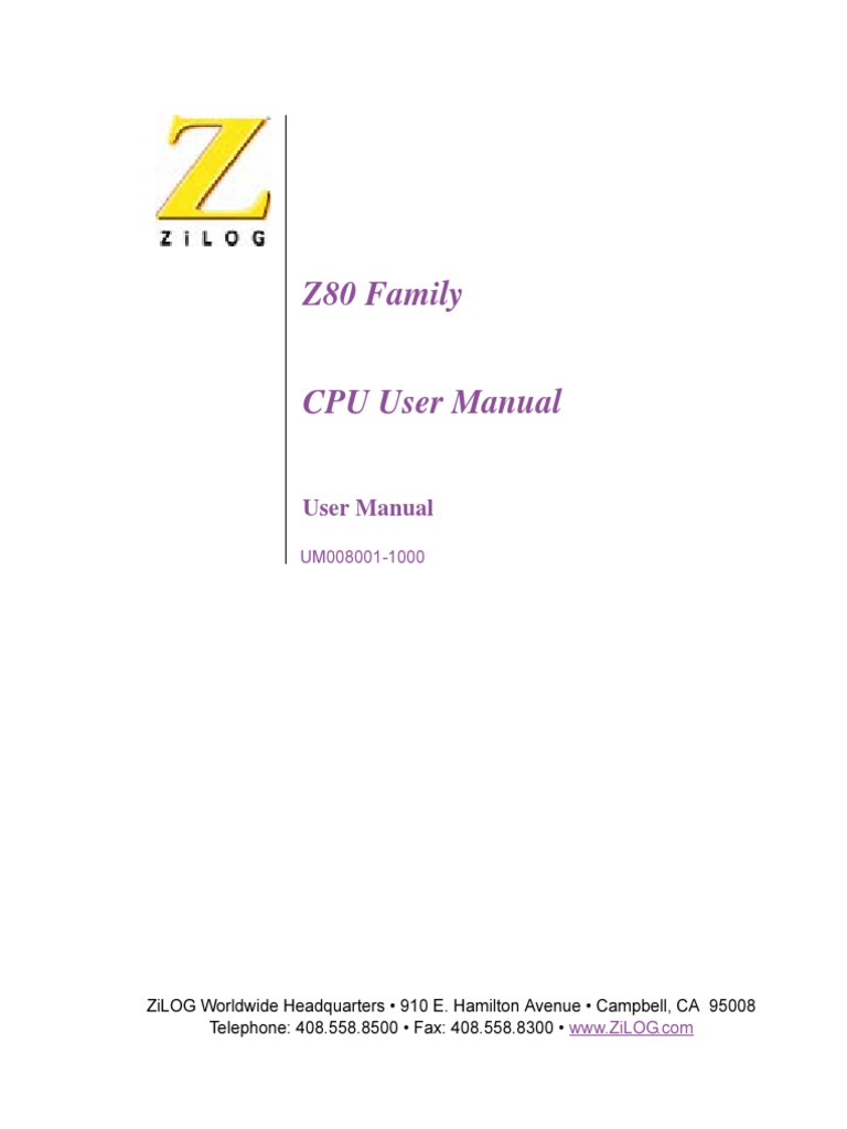 Z80-CPU User Manual | PDF | Input/Output | Central Processing Unit
