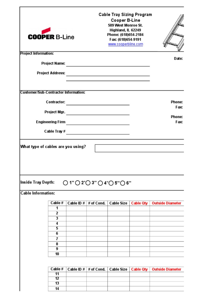Cable Tray Sizing Tool Guide | PDF