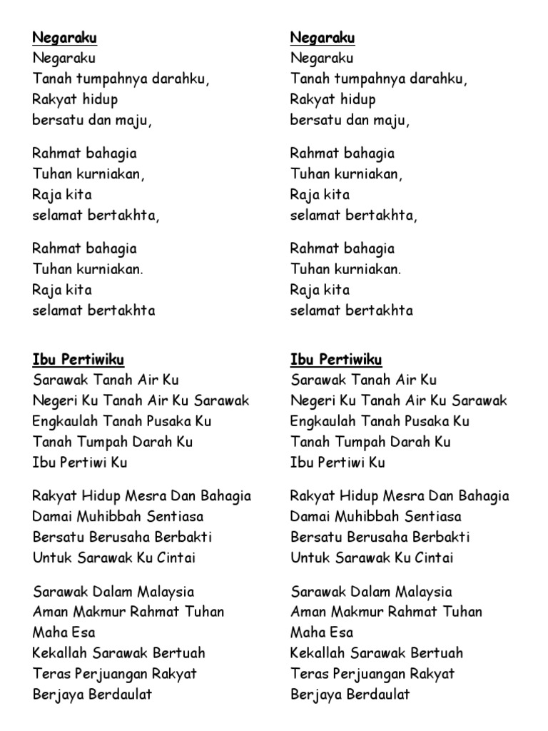 lirik lagu aku negara ku