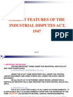 Salient Features of The Industrial Disputes Act, 1947: Y Bhatt