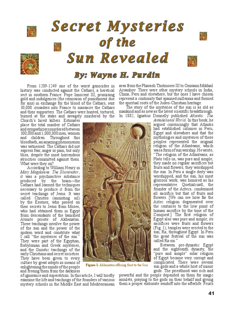 Secret Mysteries Of The Sun Revealed Pdf Akhenaten Ancient