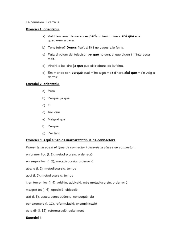 Solucionari Exercicis Connectors Batxillerat PDF