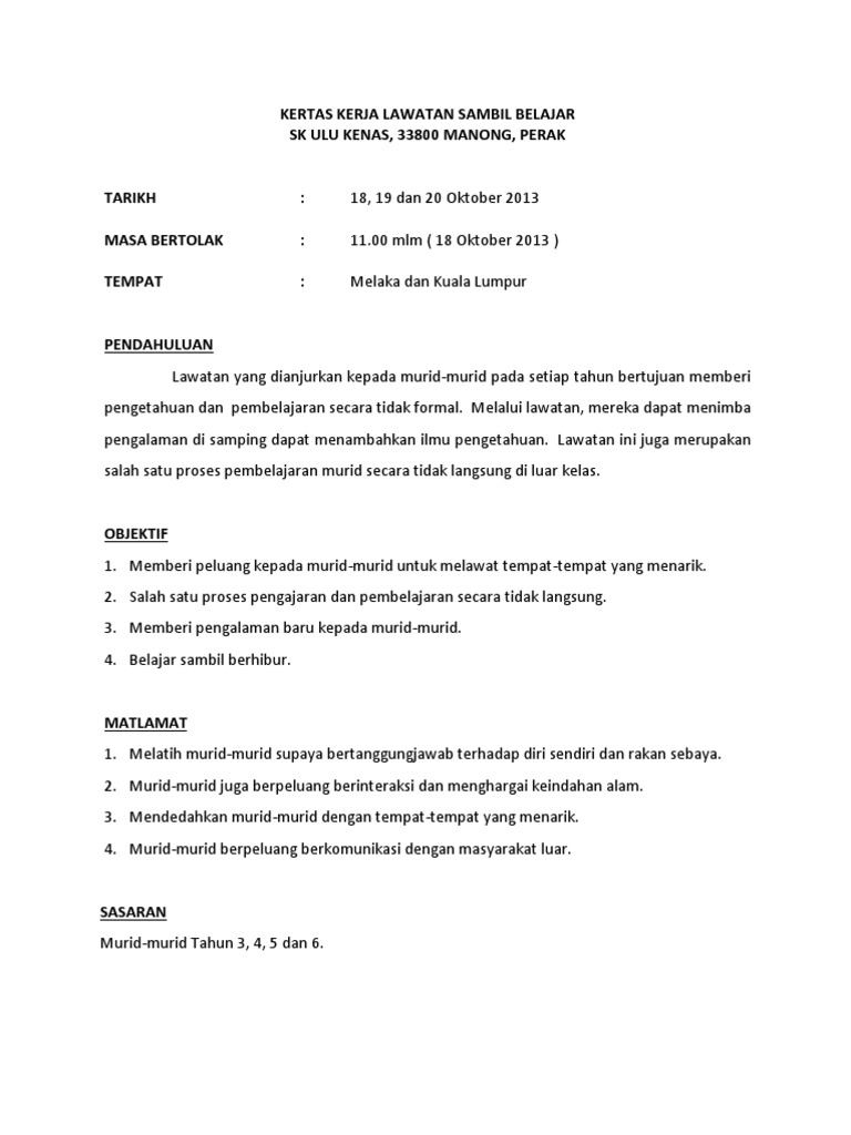 Kertas Kerja Ke Melaka