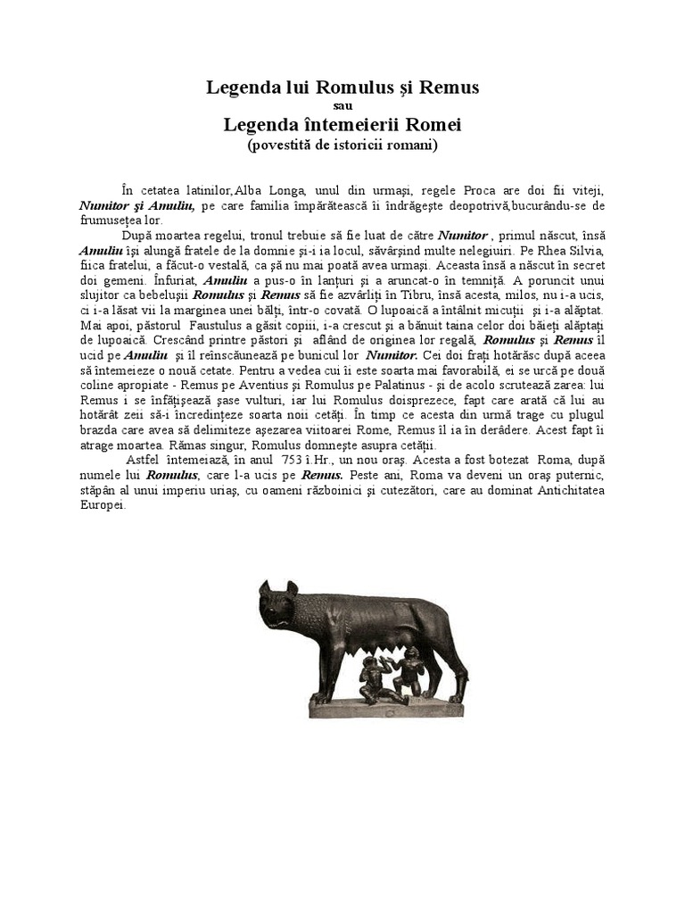 Legenda Lui Romulus Si Remus